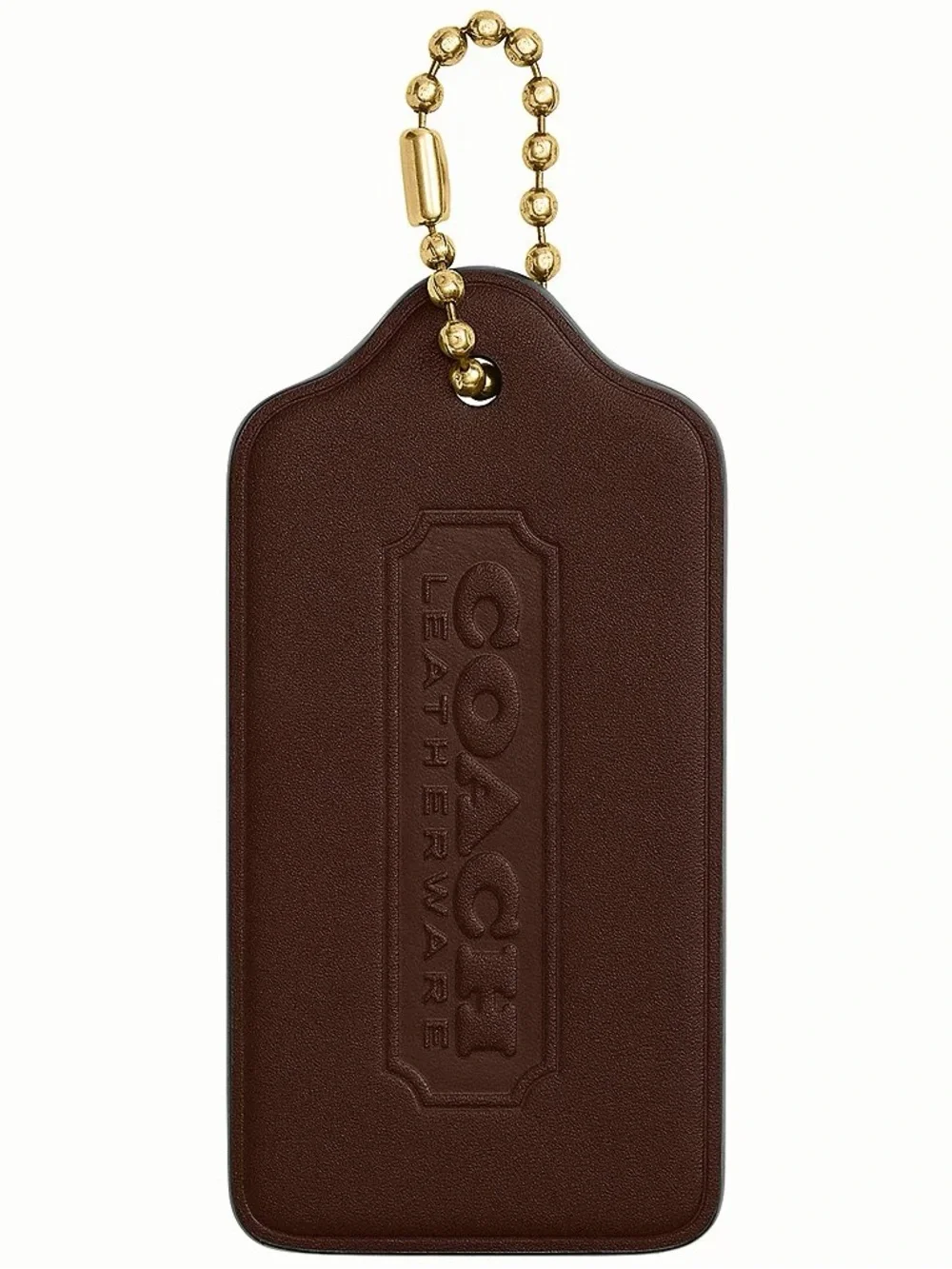 Coach XL Leather Hangtag Dark Brown Bag Charm Keychain NWT - Picture 2 of 4